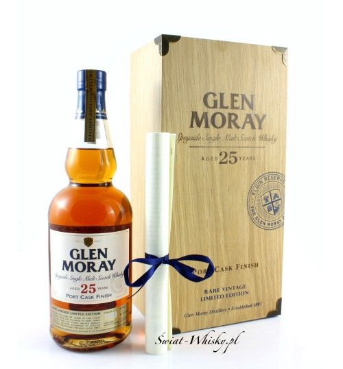 Glen Moray 25 Years Old Port Cask Finish Rare Vintage Limited Edition skrzynka  43% 0,7 l