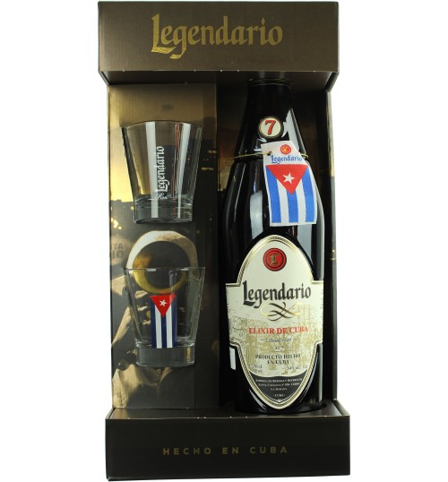 Legendario Elixir de Cuba 34% 0,7 l zestaw ze szklankami