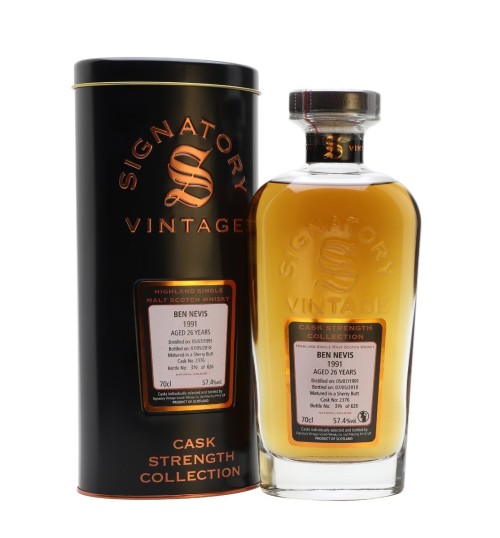 BEN NEVIS 26YO Signatory 1991 Cask Strength Collection 57,4% 0,7l