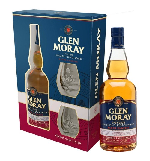 Glen Moray Elgin Classic Sherry Cask Finish 40% 0,7l - zestaw ze szklankami