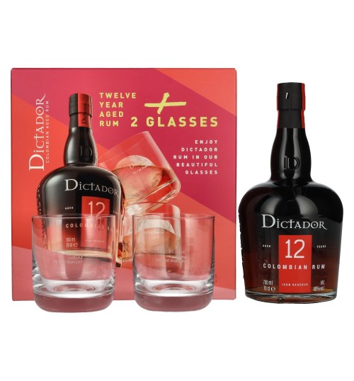 Dictador 12 YO Ultra Premium Reserve + 2 kieliszki 40% 0,7 l