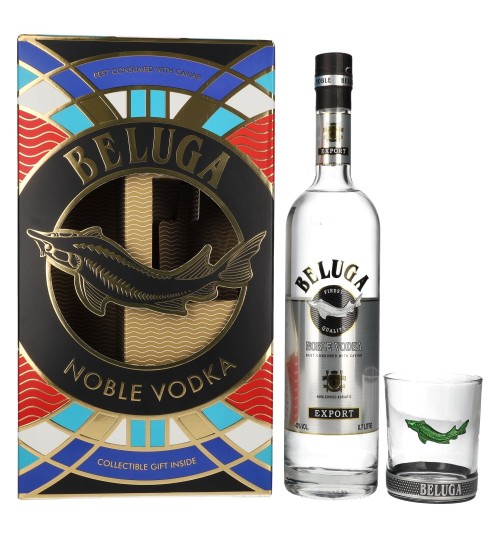 Beluga Noble Vodka EXPORT Montenegro 40% 0,7l zestaw ze szklanką